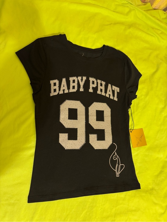 Baby Phat Tops - Baby Phat Black Tee with Silver '99' Graphic